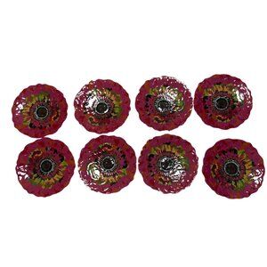 Set Of 8 Pink Floral Melamine Plates & 3 Solid Pink Melamine Plates - Durable Li